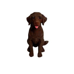 Chocolate Labrador Retriever Sitting Dog Figurine